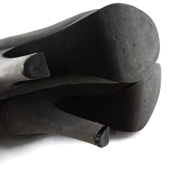 COLIN STUART Grey Suede Platform Heeled Loafer - Picture 7 of 7